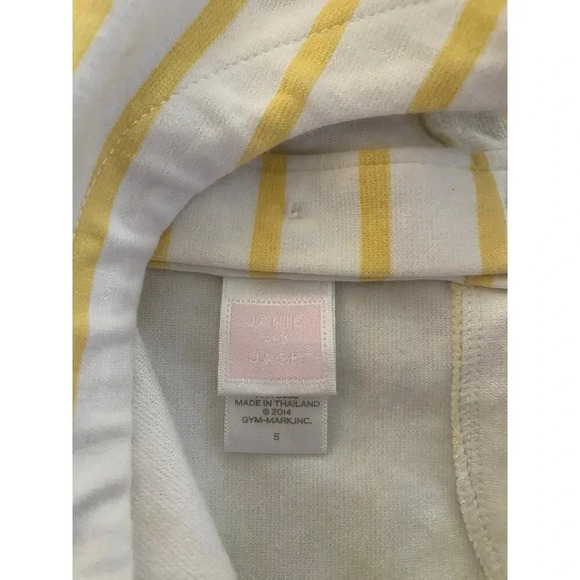 Janie and Jack Yellow Long Sleeve Striped Ribbon Trim A-Line Dress Size 5 - Picture 4 of 5